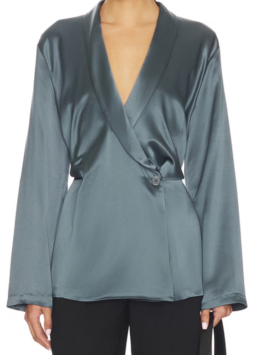 Eaves Sigrun Slouch Waist Robe Top In Granite